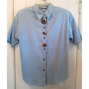 Impressions of CA Women's Short Sleeve Tunic Medium Blue w/Fancy Western Buttons
